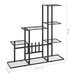 Support pour plantes 94,5x25x88 cm Noir Métal