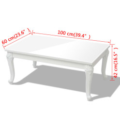 Table basse 100 x 60 x 42 cm Laquée Blanc