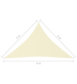 Voile de parasol Tissu Oxford triangulaire 5x5x6 m Crème