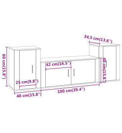 Ensemble de meubles TV 3 pcs Chêne marron Bois d'ingénierie