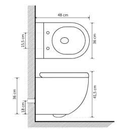 Toilette murale sans bord à fonction de bidet Céramique Blanc