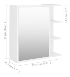 Armoire à miroir de bain Blanc 62,5x20,5x64 cm Aggloméré