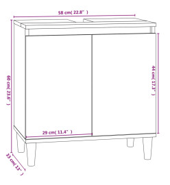 Meuble d'évier chêne fumé 58x33x60 cm bois d'ingénierie