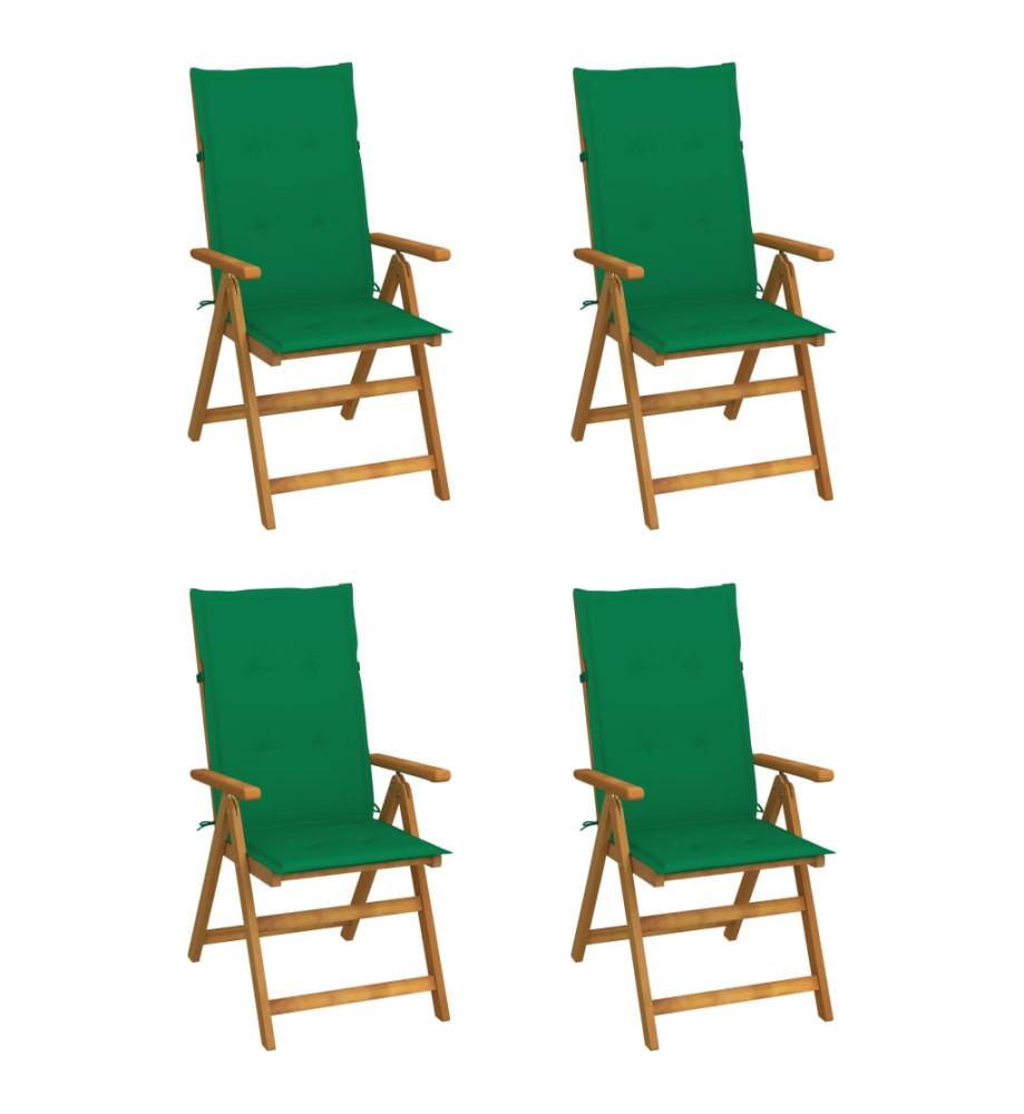 Chaises inclinables de jardin 4 pcs avec coussins Bois d'acacia