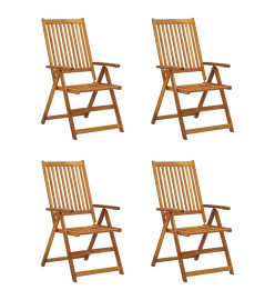 Chaises inclinables de jardin 4 pcs avec coussins Bois d'acacia