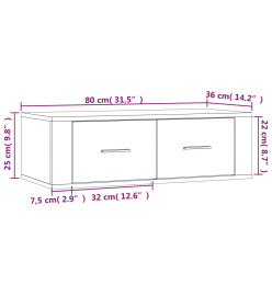 Meuble TV suspendu Noir 80x36x25 cm Bois d'ingénierie