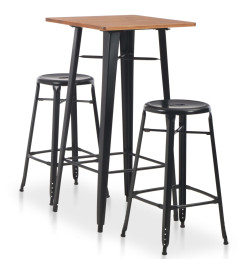 Mobilier de bar 3 pcs Acier Noir