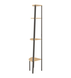 Étagère d'angle 4 niveaux Marron clair et noir 45,5x31,5x150 cm