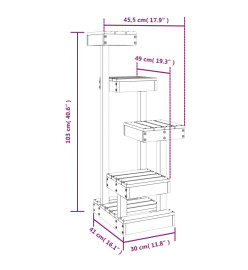 Arbre à chat Blanc 45,5x49x103 cm Bois de pin massif