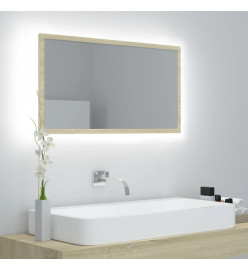 Miroir LED de salle de bain Chêne sonoma 80x8,5x37 cm Acrylique