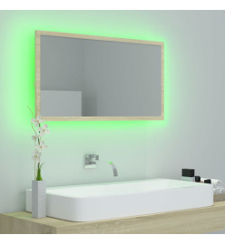 Miroir LED de salle de bain Chêne sonoma 80x8,5x37 cm Acrylique