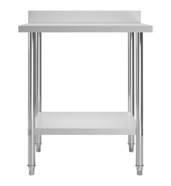 Table de travail de cuisine avec dosseret 80x60x93 cm Inox