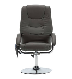 Fauteuil de massage avec repose-pied gris similicuir