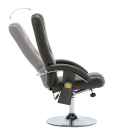 Fauteuil de massage avec repose-pied gris similicuir