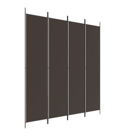 Cloison de séparation 4 panneaux Marron 200x220 cm Tissu