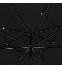 Parasol à 3 niveaux avec mât en aluminium Noir 3,5 m