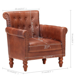 Fauteuil Marron Cuir de chèvre véritable