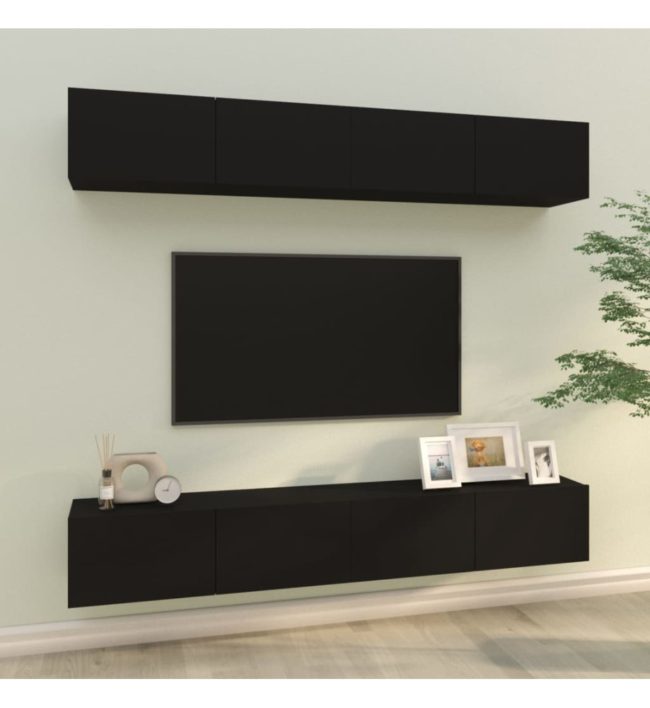 Meubles TV muraux 4 pcs Noir 100x30x30 cm