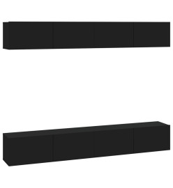 Meubles TV muraux 4 pcs Noir 100x30x30 cm