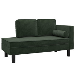 Chaise longue avec coussins et traversin vert foncé velours