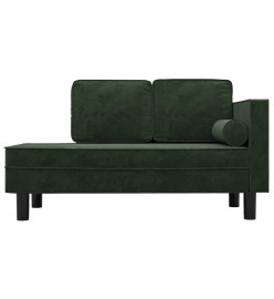 Chaise longue avec coussins et traversin vert foncé velours