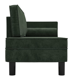 Chaise longue avec coussins et traversin vert foncé velours