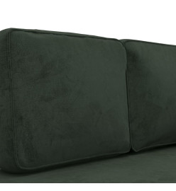 Chaise longue avec coussins et traversin vert foncé velours