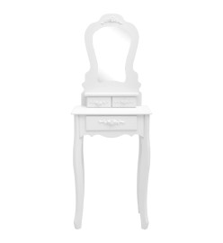 Ensemble de coiffeuse avec tabouret Blanc 50x59x136cm Paulownia