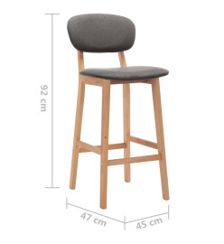 Tabourets de bar lot de 2 gris clair tissu