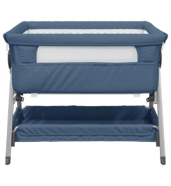 Lit pour bébé avec matelas Bleu marine Tissu de lin