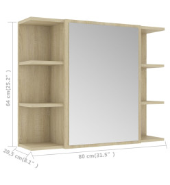 Armoire à miroir de bain Chêne sonoma 80x20,5x64 cm Aggloméré