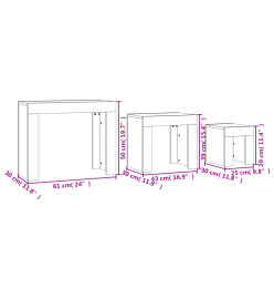 Tables basses gigognes 3 pcs Gris béton Aggloméré