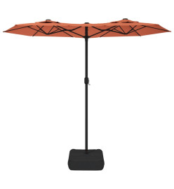 Parasol à double tête avec LED terre cuite 316x240 cm