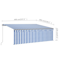 Auvent manuel rétractable avec store 4x3 m Bleu et blanc