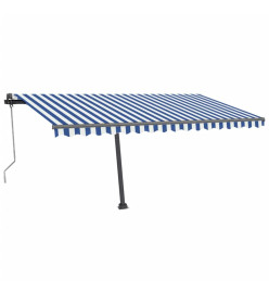 Auvent automatique capteur de vent/LED 450x300 cm Bleu et blanc