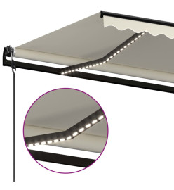 Auvent automatique avec capteur de vent et LED 450x300 cm Crème