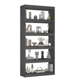 Bibliothèque/Séparateur de pièce Gris 80x30x167,4 cm Pin solide