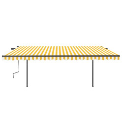 Auvent automatique rétractable avec poteaux 5x3,5 m Jaune blanc