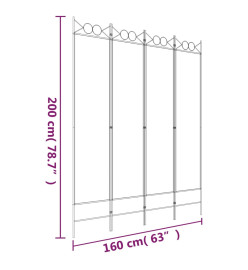 Cloison de séparation 4 panneaux Anthracite 160x200 cm Tissu