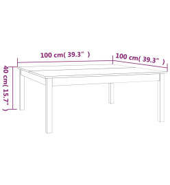 Table basse 100x100x40 cm Bois massif de pin