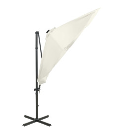 Parasol déporté avec mât et lumières LED Sable 300 cm