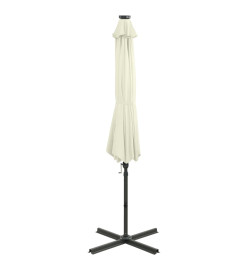 Parasol déporté avec mât et lumières LED Sable 300 cm