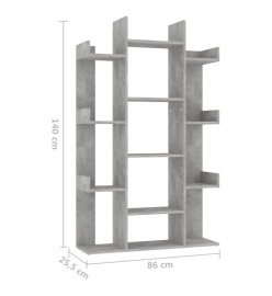 Bibliothèque Gris béton 86x25,5x140 cm Aggloméré