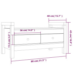 Banc d'entrée Gris 80x40x43 cm Bois de pin massif