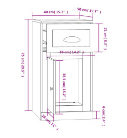 Armoire latérale avec tiroir gris béton 40x50x75 cm