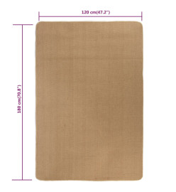 Tapis en jute avec support en latex 120 x 180 cm Naturel