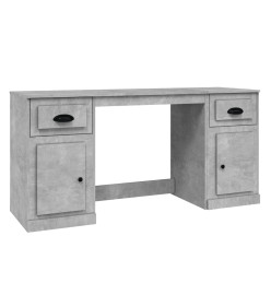 Bureau avec armoire gris béton bois d'ingénierie