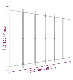 Cloison de séparation 6 panneaux Anthracite 300x200 cm Tissu