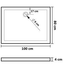 Receveur de douche rectangulaire ABS Noir 80x100 cm