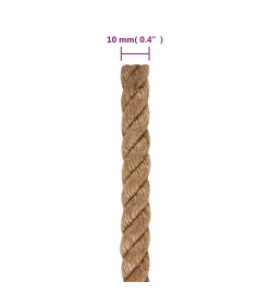 Corde de jute 25 m de long 10 mm d'épaisseur